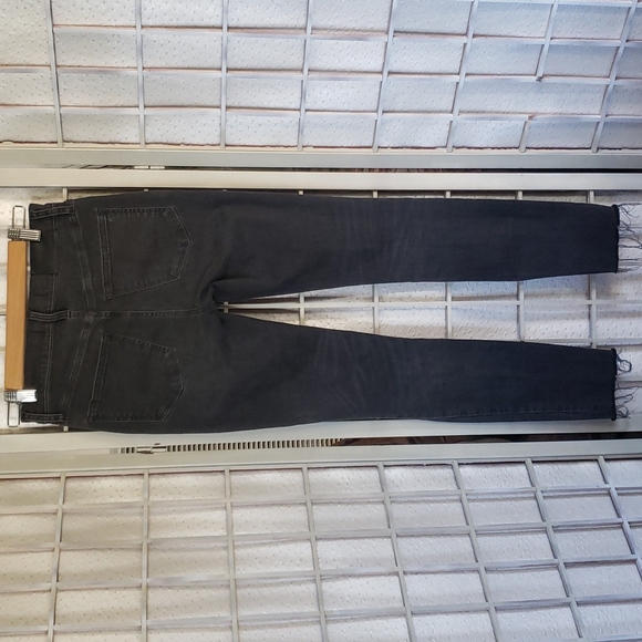 Madewell 9" high rise skinny black fade wash distress knee women's jeans size 25 - Picture 7 of 9